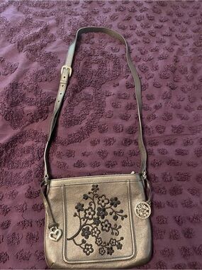 Brighton Copper Leather Crossbody with Logo Medallion